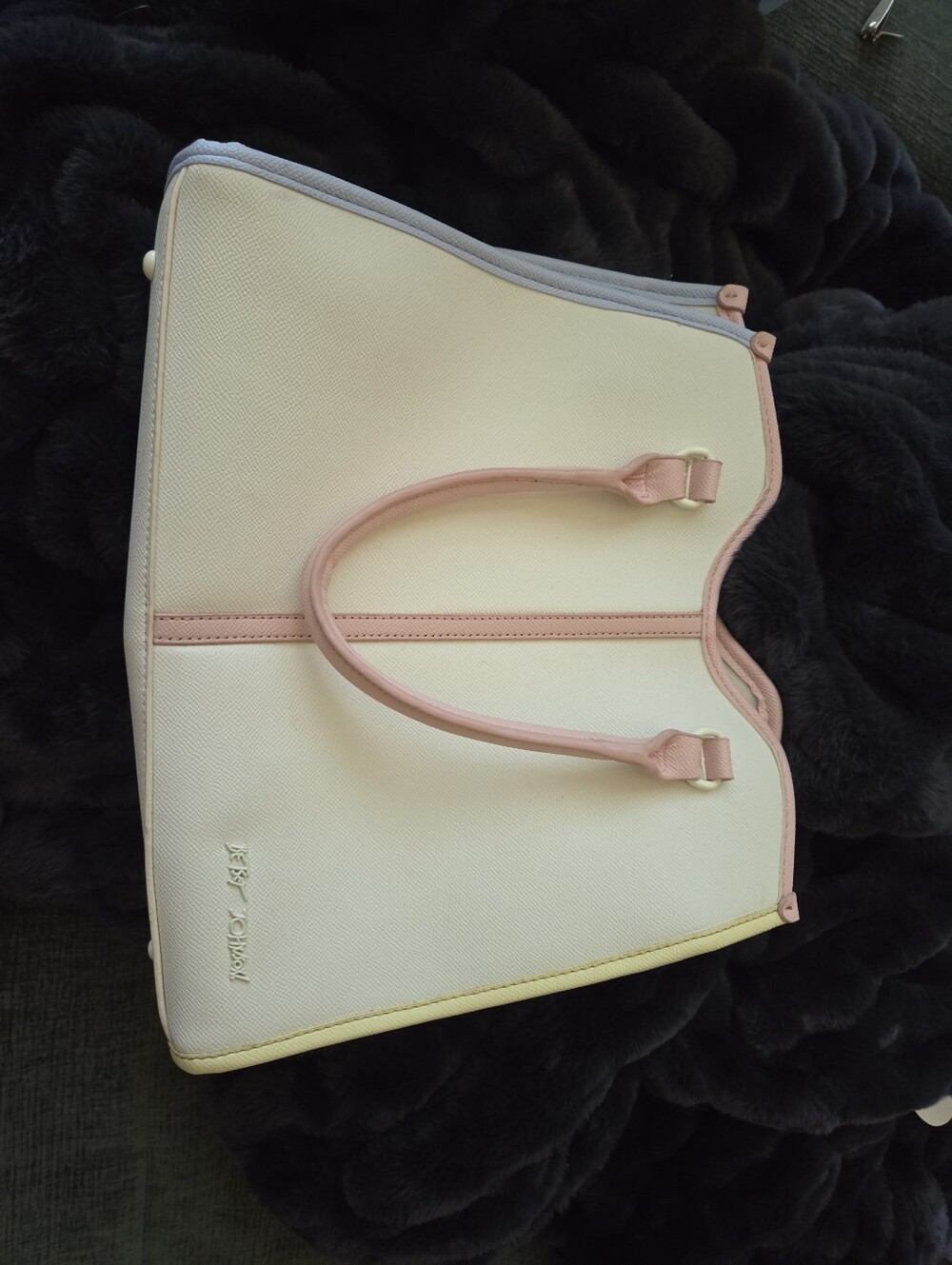 Betsey Johnson Cream, Pink, Yellow, and Blue Tote Handbag